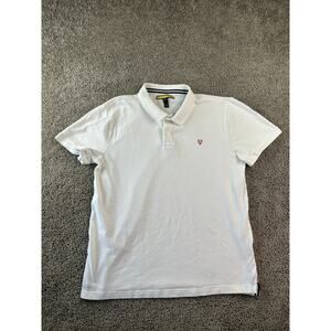 Prince & Fox Polo Shirt Mens Extra Large White Red Logo Cotton Blend Casual